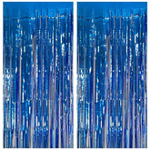 2 Pack Blue Party Decorations Ocean Party Decor Supplies Blue Party Streamers Birthday Decorations Tinsel Foil Fringe Curtains Photo Booth Props Celebration Decorations