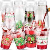 120 Pieces Christmas Sweater Plastic Cups 16 Oz Christmas Disposable Plastic Cups Xmas Tree Santa Reindeer Snow Drinking Cups For Christmas Party Supplies, Merry Christmas Party Decorations