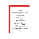 | Naughty Anniversary Card For Him Her, Sexy Birthday Card For Boyfriend Girlfriend, Dirty Valentine'S Day Card For Men, Adult Humor Raunchy Card (Brains Out)
