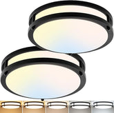 2 Pack 10 Inch Dimmable LED Flush Mount Ceiling Lights 30W 3200LM Black