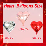Heart Balloons Pack Of 12 - Red Heart Balloon Rose Gold Balloon Silver Ballons Heart Shaped Balloons For Valentines Day Wedding Engagement Anniversary Party Decorations