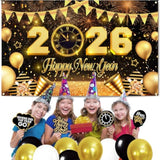 Happy New Year 2026 Banner Backdrop Party Decorations New Years Eve Supplies