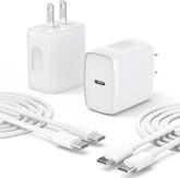 2 Pack 25W USB C Fast Charger with 6FT USB C to C Charging Cable for iPhone and Samsung