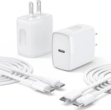 2 Pack 25W USB C Fast Charger with 6FT USB C to C Charging Cable for iPhone and Samsung