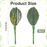 2 Pcs Orchid Leaves Artificial Real Touch Faux Phalaenopsis Stems Leaf 8 Inches Green Leaf Plants Fake Cymbidium Flower Foliage Green Real Touch Latex Orchid Leaves For Flowers Arrangements Pot Decor