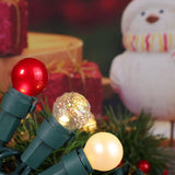 Christmas Lights Pearlized Glass Globe Lights Set - 70 G15 Red & Warm-White Led Bulbs - Indoor Outdoor - 19 Feet Pearl B