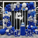 Royal Blue Balloon Garland Kit: Metallic Starbursts, Graduation Party Decor