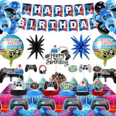 Video Game Happy Birthday Decorations - Game Party Decorations Supplies With Banner, Honeycomb Table Centerpieces, Tablecloth, Cake Toppers, Video Game Balloons For Boys Birthday Gamer Party