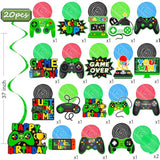 Green Video Game Hanging Swirls 20Pcs Gamer Birthday Party Decorations Game On Birthday Hanging Decoraiton Gaming Ceiling Streamers For Game Level Up Party Supplies