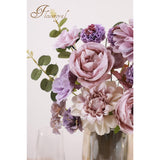 Artificial Flowers Combo Purple Flowers Mix Silk Flowers Dahlia Roses With Stems For Diy Wedding Bridal Bouquets, Baby Shower, Floral Arrangement, Table Centerpieces, Home Decorations.
