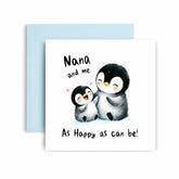 Sweet Nana Happy Birthday Card - Nana And Me As Happy As Can Be - Mother And Me Day Penuin - Gift Card For Her Card For Nana - 14.8Cm (Happy As)