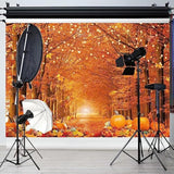 7x5FT Fall Autumn Photo Backdrop Maple Leaves Pumpkins Thanksgiving Party Decoration Fabric
