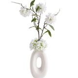 Fake Flower Bouquet And Vase Set, Faux Flower Arrangement For Decorating Living Room And Offices, Realistic Artificial Flowers Made Of Silk & Plastic, Floral Decoration With White Blossoms