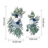 Dusty Blue Flower Swag Pack Of 2, Artificial Wedding Arch Flower Silk Corner Flower Arrangements Wedding Welcome Sign Floral Decoration Wedding Ceremony Backdrop Centerpieces