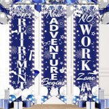 3 Pc Retirement Porch Door Banner Blue Silver Party Decoration