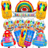 Big, Back To School Balloons - Pack Of 12 | Rainbow Balloons, Bag Balloon, 4 Pieces 18 Inch Round And 4 Pencil Balloon, Welcome Back To School Decorations For Classrooms, Home, Office