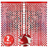 2 Pack Of 3.3X6.6Ft Valentines Day Red Heart Foil Fringe Curtain Heart Door Curtain Streamers Backdrop Curtains For Birthday Wedding Bachelorette Party Decorations Photo Shoot Props