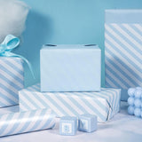 30 Inch Reversible Baby Blue Wrapping Paper - Baby Blue And Stripes Wrapping Paper For Birthday, Holiday, Wedding, Baby Shower - 30 Inch X 33 Feet