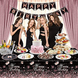 Black Rose Gold Plastic Tablecloth (Pack Of 4), 86 X 51 Inches Party Tablecovers For Black Rose Gold Theme Birthday Party Supplies