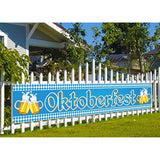Oktoberfest Fence Banner For German October Fest Themed Party Decoration Blue Bavarian Flag Check Hanging Banners For Beer Party Supply