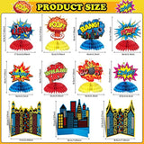 11 Pieces Hero Party Decoration Hero Honeycomb Centerpieces 3D Hero Ta