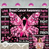 Breast Cancer Awareness Backdrop October Pink Ribbon Butterfly Banner Background Women Breast Cancer Love Hope Faith Charity Event Photo Booth Props 7x5FT