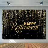 Happy Retirement Backdrop with 70.8"X43.3"?Large Happy Retirement Banner Background Photography with Rope, Party Decoration Supplies for Photo Booth Props Decor Outdoor Indoor (Black-2)