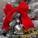 Red Velvet Wired Ribbon,Velvet Ribbon With Gold Metallic Edge, 2-1/2 I