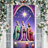 Merry Christmas Door Cover Three Wise Men Door Banner Backdrop Three Kings Christian Birth Of Jesus Religious Bethlehem Manger Scenephoto Background Decoration Photoshoot Props