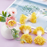 1600Pcs 2Mm Yellow Pearl Double Heads Handmade Flower Stamen Flower Stamens Pistil Artificial Pearlized Floral Pollens Stamen For Christmas Wedding Flower Making Scrapbook Decoration