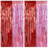 Valentine'S Day Door Streamers,Red And Pink Photo Booth Backdrop Metallic Streamers Foil Fringe Curtain For Birthday Valentine'S Day Bridal Shower Engagement Party Decoration