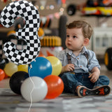 42 Inch Checkered Number Balloon 2, 2Nd Race Car Birthday Party Supplies For Boys Girls, Large Black And White Number 2 Balloon Party Decorations (Checkered 2)
