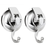 Suction Cup Hooks For Shower, Bathroom, Kitchen, Glass Door, Mirror, Tile – Loofah, Towel, Coat, Bath Robe Hook For Garland Decoration – Waterproof Wreath Hanger (2Pack, Silver)