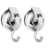 Suction Cup Hooks For Shower, Bathroom, Kitchen, Glass Door, Mirror, Tile – Loofah, Towel, Coat, Bath Robe Hook For Garland Decoration – Waterproof Wreath Hanger (2Pack, Silver)