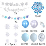 Winter Wonderland Party Decorations 56Pcs Blue White Silver Snowflake Balloons,Banner,3D Paper Hanging Snowflakes Garland For Christmas Winter Onederland 1St Birthday Party New Year Decoration