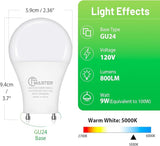 GU24 LED Light Bulbs 9W 100W Equivalent 5000K Daylight A19 Non-Dimmable 800 Lumens 4 Pack