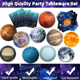 Space Theme Party Decorations 100Pcs Galaxy Planet Outer Space Disposable Plates And Napkins For Kids Space Solar System Planets Baby Shower Birthday Party Decorations, 9Inch