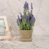 Faux Lavender Potted Plant - Realistic Simulated Bonsai Lavender Indoor Artificial Flowers For Home Office Wedding Table Centerpiece Small Decorative Plant 3.15X8.66X3.15 Inches