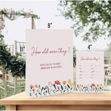 Floral Spring How Old Were The Bride And Groom Game, Guessing The Age Photo Game, Love In Bloom Bridal Shower Wedding Shower Games (1 Sign And 30 Cards)-Bng23