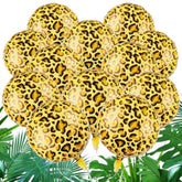 12 Pcs 18 Inch Leopard Print Aluminum Foil Balloons - Animal Print Balloons For Zoo Themed Jungle Safari Themed Birthday Decorations
