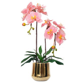 Orchids Artificial Flowers Realistic Fake Flowers In Ceramic Pot 20" Pink Lifelike Faux Floral Arrangement Soft Pu Phalaenopsis For Home Hotel Indoor Decor, Centerpiece Display