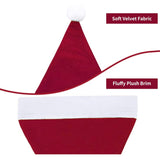 Unisex Adults Kids Velvet Comfort Wine Red Santa Hat For Christmas New Year Festive Holiday Party Supplies