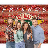 7x5ft Central Perk Friends Party Backdrop Red Brick Wall Retro Pub Sofa and Coffee Photography Background for Adult Birthday Ball Decorations Portraits Photoshoot SK6247B