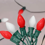 C7 26.5Ft Vintage Led Christmas Tree Lights, 0.6W Old Fashioned Christmas String Lights With 27 Red White Ceramic Bulbs(