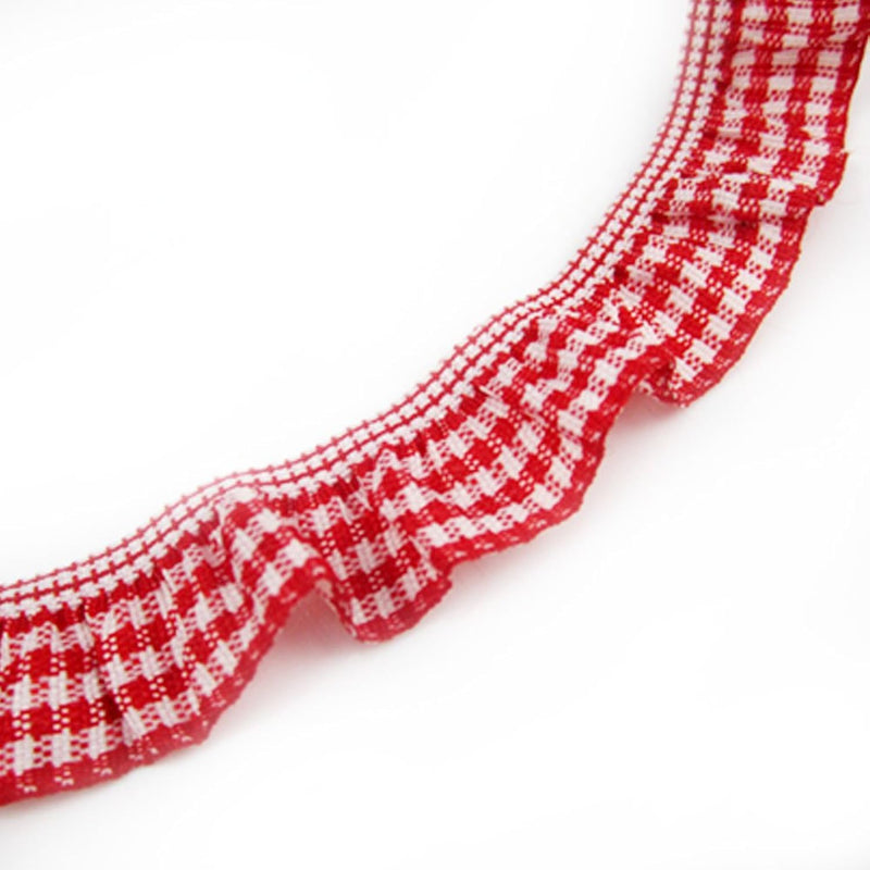 10 Yards - 3/4" 20Mm Gingham Elastic Trim Ruffle Ribbon Trimme Colourf