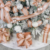 Rose Gold Wired Satin Ribbon With Glitter Stripe Edges 2.5 Inch, Rose Gold Christmas Ribbon For Tree, Bows Making, Wreath Supplies, Gift Wrapping Garland, Home Decor, Crafts -10 Yards