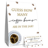 Guess How Many Coffee Beans Game Card Set (1 Sign & 30 Cards) - Coffee Themed Party Game For Adults & Kids, Perfect For Weddings, Baby Showers, Birthdays & More
