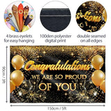 Congratulations Banner - Graduation Decorations for Prom - You Did It - Well Done - We Are So Proud of You - 5x3ft (Black and Gold)