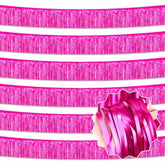 6 Pack 10 Ft Fuchsia Foil Fringe Garland Metallic Streamers Tinsel Banner Wall Hanging Garland Backdrop For Parade Floats, Halloween, Christmas, Thanksgiving, New Year Party Decorations