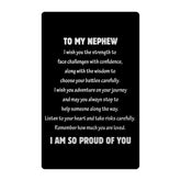 Aelciyue Nephew Gifts From Auntie - Valentines Day Gifts For Nephews Mothers Day Birthday Graduation Gift For Nephew Christmas Gift Valentines Fathers Days Keepsake Black Wallet Greeting Card